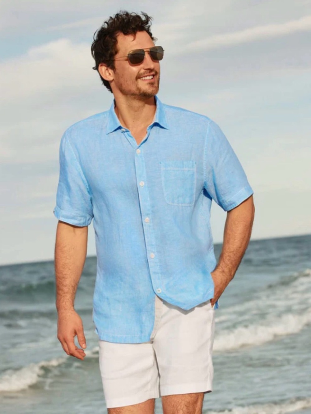 Tommy Bahama Linen Short Sleeve Camp Shirt | Light Blue | Size XXLarge